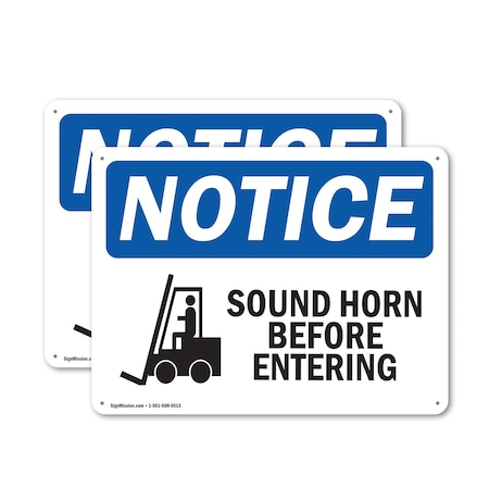 Signmission Sound Horn Before Entering, 18 in W x Rectangle, Aluminum OS-2PACK-NS-A-1218-L-16592